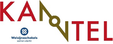 Logo Kantel Rood en kakigroen, een welzijnschakel
